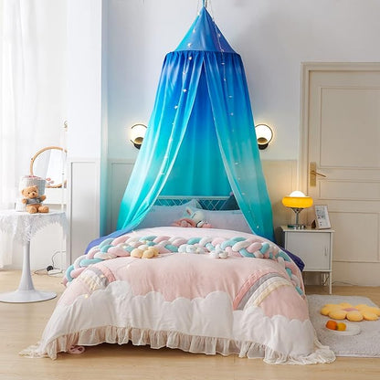 Mengersi Bed Canopy for Boys,Girls Corlofrul Canopy for Bed Bedding Kids Room Castle Play Tent Hanging House Decor Reading Nook Gradient Canopies