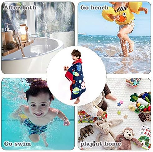 Kids Hooded Bath Beach Towel Girls Boys, Super Absorbent & Soft Towel Poncho with Cute Design, 30 x 50 Inch After Pool Wrap Towel with Hood (Starry Sky)