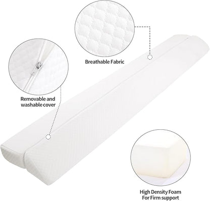 MABOZOO Pillow Wedge for Headboard Gap,Bed Gap Filler Full Size,Foldable Bed Wedge Pillow for Headboard,White Bed Wedge Gap Filler,Foam Mattress Gap Filler,54"x6"x6"