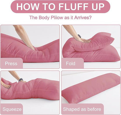 DOWNCOOL Large Body Pillow Insert- Breathable Full Body Pillow for Side Sleeper - Soft Long Bed Pillow for Adults - 20 x 54 inch (Pink)