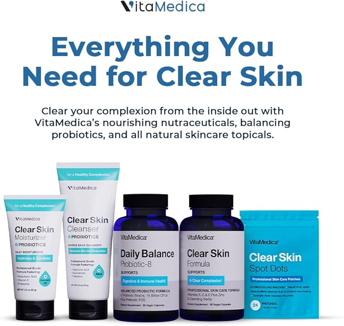 VitaMedica Clear Skin Vitamin Formula | Acne Supplement for Skin Clearing | Breakout Treatment for Women and Men | Vitamins A, C, E, Selenium, Chromium, and Zinc for Acne and Skin Health | 2 Pack
