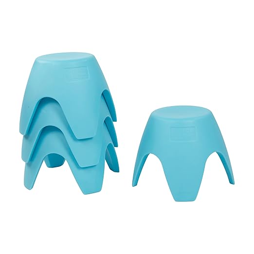 ECR4Kids Ayana Stool Set, Flexible Seating, Cyan Blue, 4-Pack