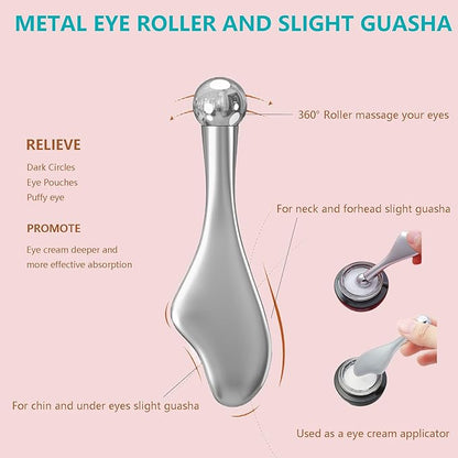 3D Facial Roller Massager Tools with Ice Ball for Tightening and Puffiness,Eye Roller for Puffy Eyes,Face Skin Care Tool for Wrinkles and Lifting for Women