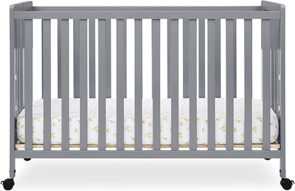 Simmons Kids Aria Full Size Portable Folding Crib - Greenguard Gold Certified, Grey