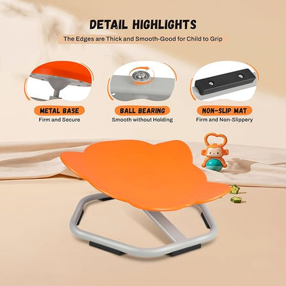 Elephant Kids Swivel Chair, Seat and Spinning Chair, Body Coordination Training Chair, Orange Non Slip Sensory Toys 360° Spinning Chair for Autistic Kids Aged 3+, Improving Toddler's Physical Fitness