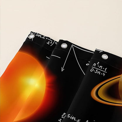 AILONEN Solar System Shower Curtain,Math Galaxy Planet Bath Curtain for Bathroom Decor,Polyester Waterproof with 12 Plastic Hooks 72" W*78" H