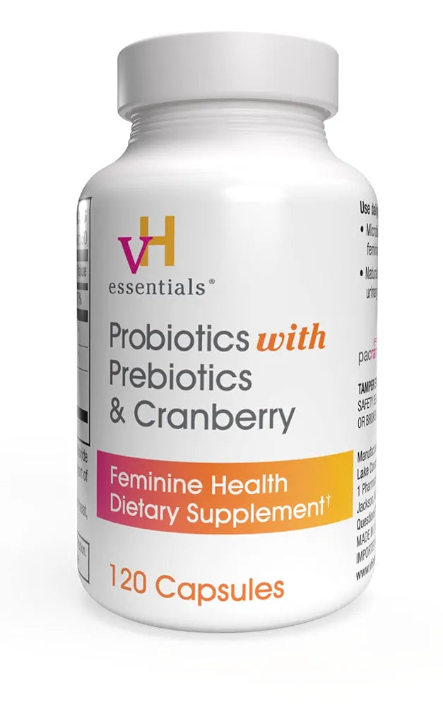 vH essentials Probiotics for Women with Prebiotics, Cranberry & Vitamin C - 120 Capsules  -Probiotics Support Gut Balance, Health & Urinary Tract Health for Women
