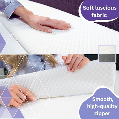 Bed Wedge Pillow for headboard Mattress Gap DuoWedge lux. (White, Cal-King 72") The Perfect Filler for Gaps up to 7"