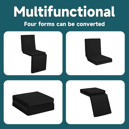 HOMBYS 3-in-1 Recliner Seat Cushion with Lumbar Support Pillow & Footrest, Multi-Functional Adjustable Height 2" to 6" for You to Choose, Non-Slip Memory Foam Chair Cushion for Elderly, Black