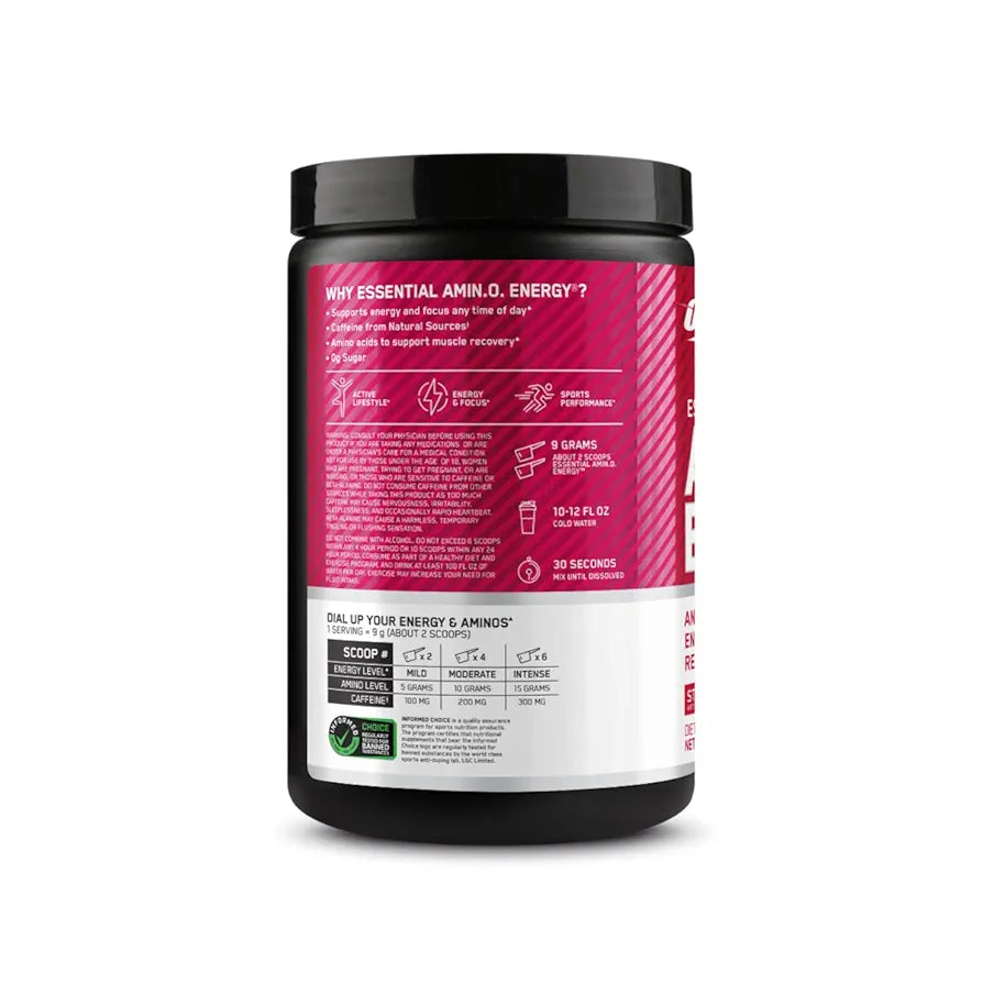 Optimum Nutrition Amino Energy - Pre Workout with Green Tea, BCAA, Amino Acids, Keto Friendly, Green Coffee Extract, Energy Powder - Strawberry Lime, 30 Servings 
