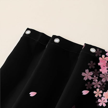 AILONEN Cute Cartoon Axolotl Kawaii Shower Curtain,Pink Cherry Blossom Floral Bath Curtain,Animal Axolotl Butterfly Waterproof Black Curtain for Bathroom, 72" W x 78" H