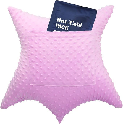 Heart Surgery Pillow Shock Absorbing for Open Heart Surgery After Bypass Coughing with 2 Pockets - Recovery Gifts with Hands Placement Pouch, Minky Dot Lavender