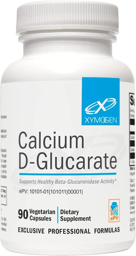 XYMOGEN Calcium D-Glucarate 500mg - Supplement to Support Healthy Detox of Fat-Soluble Toxins, Hormones Like Estrogen + Androgens (90 Capsules)