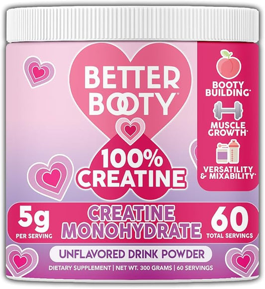 100% Creatine for Women, Premium Creatina Monohydrate Powder 200 Mesh Micronized, Glute Builder Supplement, Drink Mix, Unflavored, 60 Servings