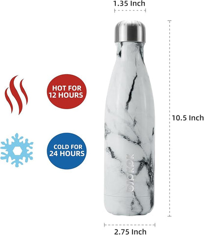 BJPKPK Insulated Water Bottles -17oz/500ml -Stainless Steel Water Bottles,Sports Water Bottles Keep Cold for 24 Hours and Hot for 12 Hours,BPA Free Water Bottle,Marble Frozen