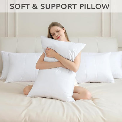 SAVORI Pack of 2 Goose Down Feather Pillows with 100% Cotton Cover, Soft Hotel Bed Pillow for Sleeping, Cooling Pillow for Back, Stomach or Side Sleepers, King Size-White 20x36 Inch