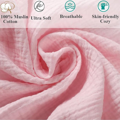 Muslin Bassinet Sheet Compatible with Graco Pack n-Play Dome LX Bassinet(not playard), 2 Pack Cotton Stylish Boho Fitted Bassinet Sheets Super Soft for Baby White & Pink