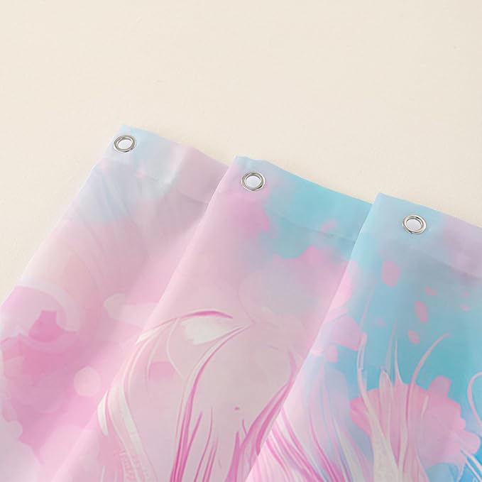 AILONEN Peacock Shower Curtain for Bathroom, Pink and Blue Peacock Feather Print Shower Curtain,Fashion Tie Dye Bath Curtain for Girls Women Waterproof 72" W*78" H