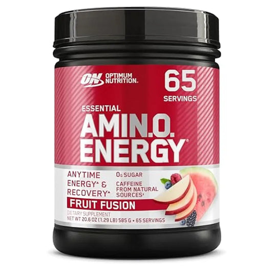 Optimum Nutrition Amino Energy - Pre Workout with Green Tea, BCAA, Amino Acids, Keto Friendly, Green Coffee Extract, Energy Powder - Fruit Fusion, 65 Servings 