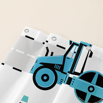 AILONEN Cartoon Kids Truck Shower Curtain,Waterproof Durable,Blue Forklift Truck Excavator Bath Curtain for Boys Girls,Construction Themed Bathroom Decor with 12 Plastic Hooks, 60" W x 72" H