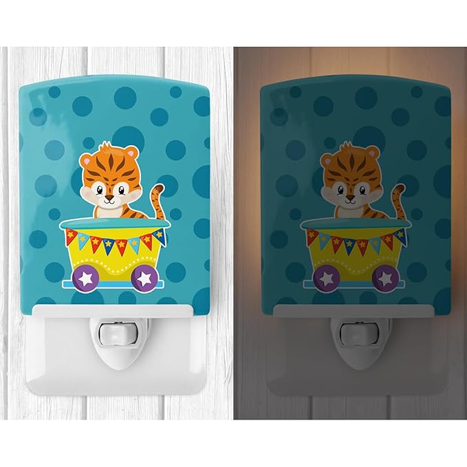 Caroline's Treasures BB8710CNL Circus Tiger Train Car Ceramic Night Light Compact, UL-Certified, Ideal for Bedroom, Bathroom, Nursery, Hallway, Kitchen, 6x4x3, Multicolor