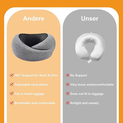 Travel Pillow, Neck Pillow, Stowable Pillow, Memory Foam Travel Pillow——Perfect Support for Your Neck and Head， Suitable for Airplanes,Trains,Offices and Cars