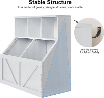 Kids Bookshelf and Toy Storage, Kids Toy Storage Organizer, Toy Storage Cabinet with Toy Shelf, Toddler Bookshelf Toy Organizer and Storage Bins for Playroom, Bedroom, Nursery, Classroom, Daycare