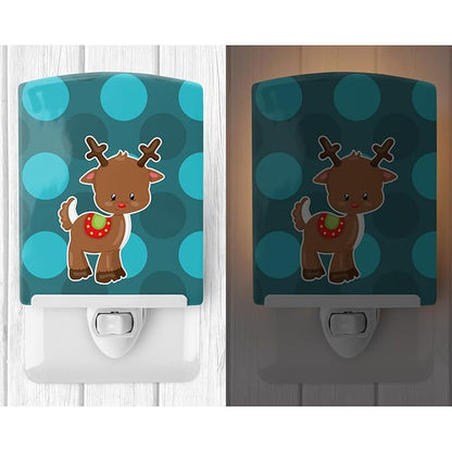 Caroline's Treasures BB9024CNL Christmas Reindeer #2 Ceramic Night Light Compact, UL-Certified, Ideal for Bedroom, Bathroom, Nursery, Hallway, Kitchen, 6x4x3, Multicolor