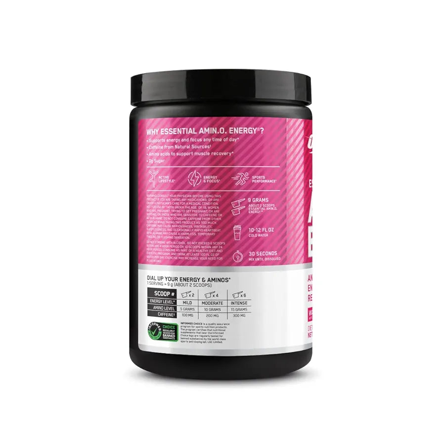 Optimum Nutrition Amino Energy - Pre Workout with Green Tea, BCAA, Amino Acids, Keto Friendly, Green Coffee Extract, Energy Powder - Watermelon, 30 Servings 