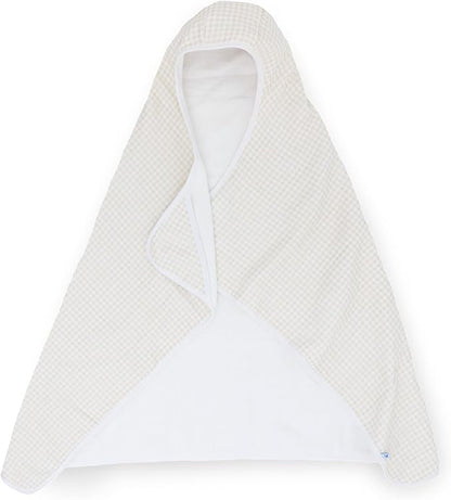 Little Unicorn Cotton Muslin & Terry Hooded Towel, Larger Size 1-6 Years (Tan Gingham)