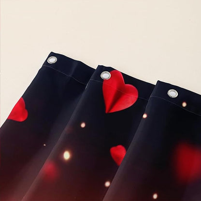 AILONEN 3D Rose Shower Curtain for Bathroom, Red Rose Hearts Print Bath Curtain,Romantic Rose Flower Shower Curtain Decoration Waterproof with 12 Plastic Hooks, 72" W*96" H