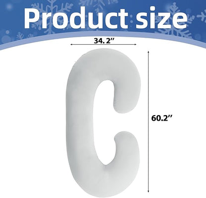 Cooling Pregnancy Pillow Cover (ONLY Pillowcase), Q-Max 0.4 C Shaped Luxurious Smooth Maternity Pillow Cover with Hidden Zip, Cool Large Pillow Protector for Side Hot Sleeper, Grey, 60x34 in