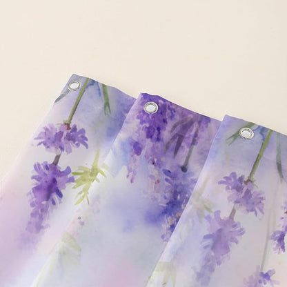 AILONEN Frog Shower Curtain, Tie Dye Lavender Flower Bath Curtain,Tie Dye Frog Bathroom Curtain Decor,Cute Frog Polyester Waterproof 72" W*96" H Shower Curtain (12 Hooks)