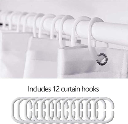 Feelyou Happy Camping Shower Curtain White Camper Fabric Shower Curtain for Kids Boys Girls Farmhouse Style Bathroom Waterproof Accessories with 12 Hooks Vintage Barn Door Curtains,72X84 Inches