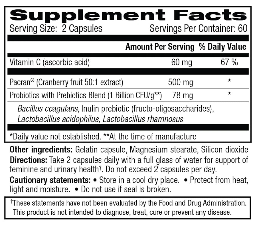 vH essentials Probiotics for Women with Prebiotics, Cranberry & Vitamin C - 120 Capsules  -Probiotics Support Gut Balance, Health & Urinary Tract Health for Women