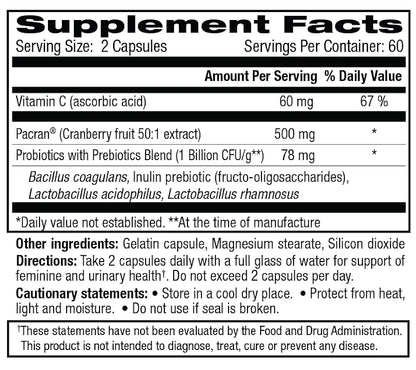 vH essentials Probiotics for Women with Prebiotics, Cranberry & Vitamin C - 120 Capsules  -Probiotics Support Gut Balance, Health & Urinary Tract Health for Women