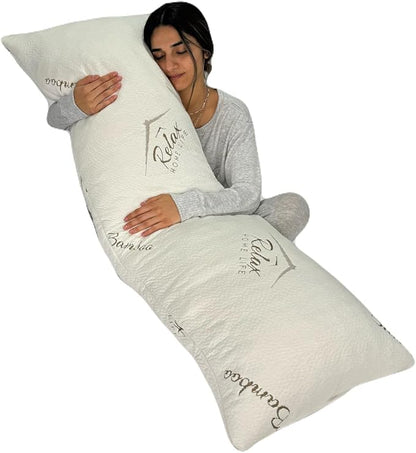 Ultra-Luxury Full Size Body Pillow All USA Best Shredded Memory Foam & Cool-Vent Viscose of Bamboo Cover | Long Cuddle Size for Pregnancy, Side, & Stomach Sleepers | Adult 20 x 54
