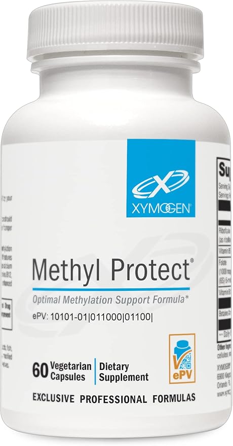 XYMOGEN Methyl Protect - Optimal Methylation Formula with Methyl Folate, Vitamin B12 (Methylcobalamin b12), Riboflavin + B6 Vitamins - Cognitive, Homocysteine + Heart Health Supplements (60 Capsules)