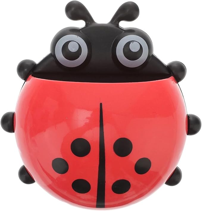 Red Toothbrush Holders,Cute Seven-Star Ladybug Toothbrush with Suction Cup No Drill Insect Shape Toothbrush Holder for Kids Bathroom Powerful Suckers Bathroom Accessories Holders and Dispensers