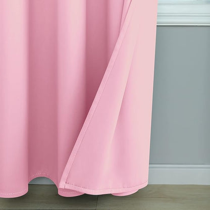 Mrs.Naturall Baby Pink Blackout Curtains for Nursery Bedroom,Thermal Insulated Block Heat Light Blocking Room Darkening Window Curtain for Girls Bedroom Kids,63 Inch Length 2 Panels
