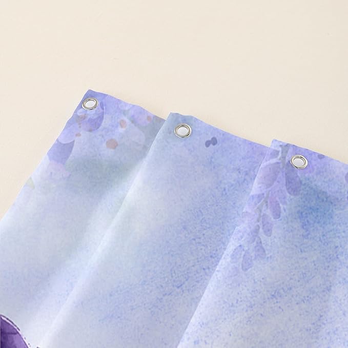AILONEN Watercolor Dolphin Shower Curtain, Cute Dolphin Lavender Flower Bath Curtain,Modern Minimalist Purple Waterproof Fabric Shower Curtain Set with Hooks 72" W*96" H