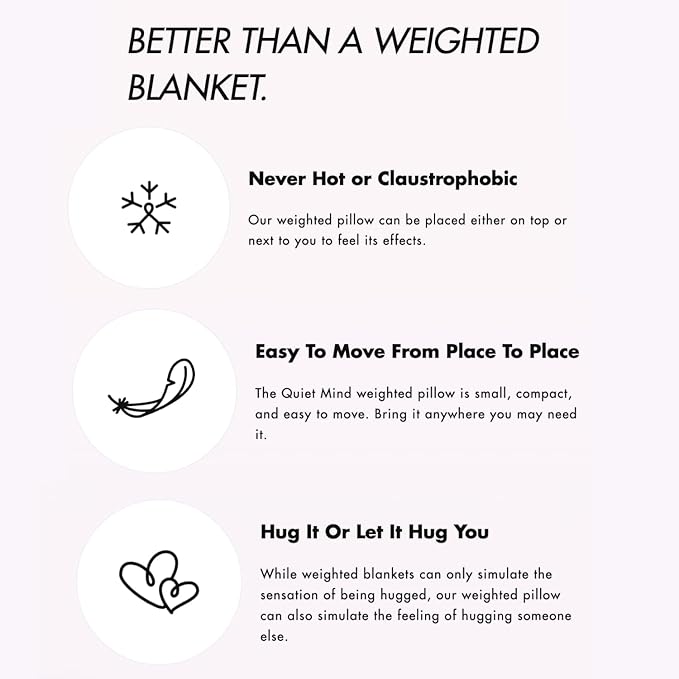 Quiet Mind The Original Weighted Pillow for Adults & Kids - (Small, Cashew, 6 lbs) - Weighted Body Pillow - Alternative to Weighted Blanket - Enhanced Deep Sleep and Stress Relief - Hug Pillow