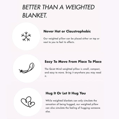 Quiet Mind The Original Weighted Pillow for Adults & Kids - (Small, Cashew, 6 lbs) - Weighted Body Pillow - Alternative to Weighted Blanket - Enhanced Deep Sleep and Stress Relief - Hug Pillow