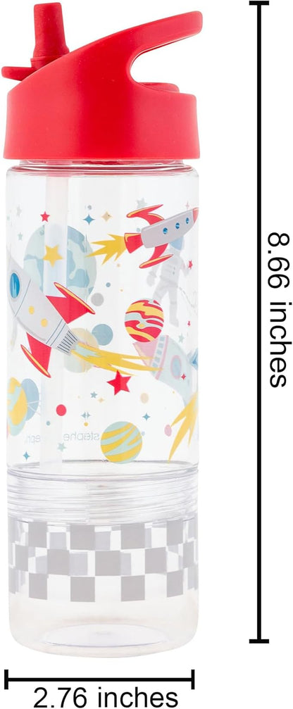 Stephen Joseph, Kids Sip and Snack Water Bottle, 12 oz Tritan BPA Free, Drink and Snack Water Bottle for Girls & Boys, Back to School Water Bottle, Space