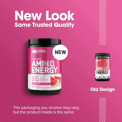 Optimum Nutrition Amino Energy - Pre Workout with Green Tea, BCAA, Amino Acids, Keto Friendly, Green Coffee Extract, Energy Powder - Watermelon, 30 Servings 