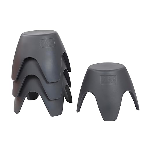 ECR4Kids Ayana Stool Set, Flexible Seating, Dark Grey, 4-Pack