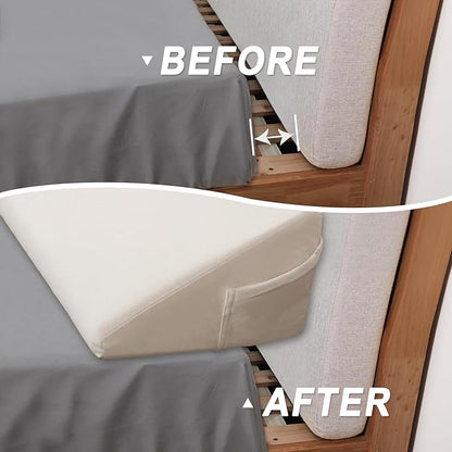 WdFour Bed Wedge pillow, close off Headboard, wall and Mattress Gap. incline, slanted sweat-proof pillow for neck and back pain relief anti-snoring for comfortable sleeping.(Beige,39Wx10Dx6H)