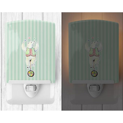 Caroline's Treasures BB6861CNL Circus Bear Ceramic Night Light Compact, UL-Certified, Ideal for Bedroom, Bathroom, Nursery, Hallway, Kitchen, 6x4x3, Multicolor