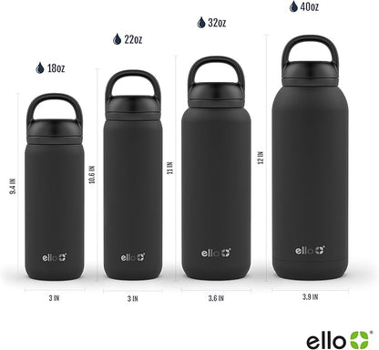 Ello Cooper Twist 18oz Kids Stainless Steel Water Bottle with Chug Lid | Leak Proof Double Walled and Vacuum Insulated | Fits Car Cupholder | Built in Carry Loop | Dishwasher Safe | Yucca
