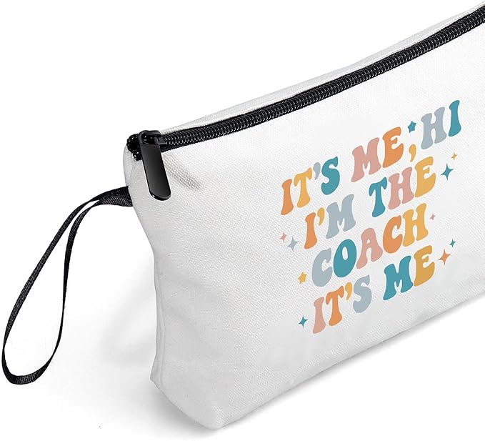 Coach Appreciation Thank You Gifts for Soccer Volleyball Basketbal Cheer Gymnastics Football Coach Funny Makeup Bag Women Its Me Hi Christmas